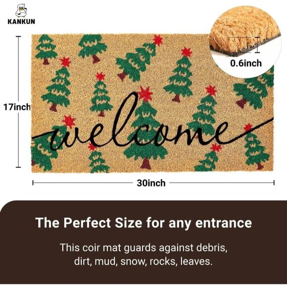17" X 30" Merry Christmas Coco Coir Welcome Door Mat With Heavy Duty Backing - Picture 3 of 9